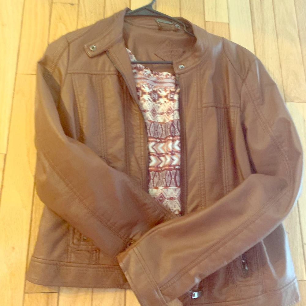 Brand New leather brown/creamy butterscotch coat